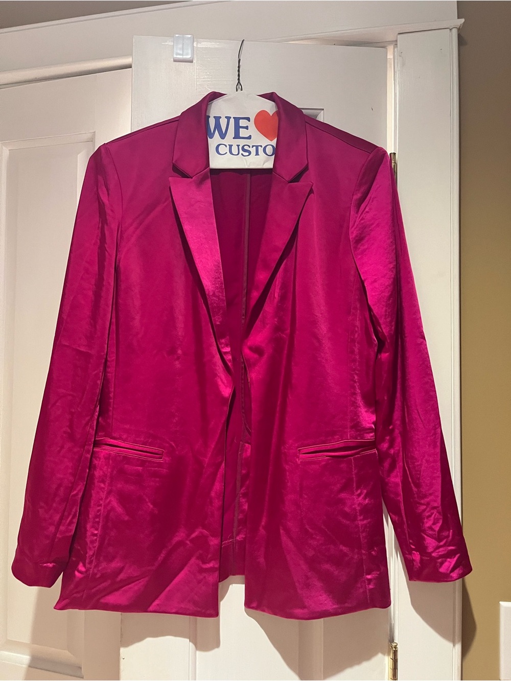 INC pink satin blazer